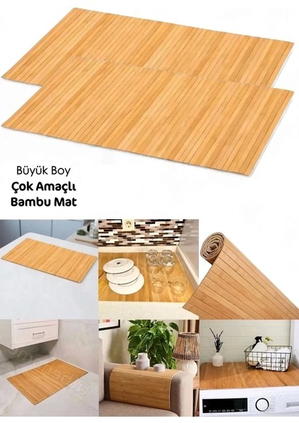 Naturel Bambu Kaydırmaz Çamaşır Makinası Üstü Örtüsü Mutfak Bulaşık Matı Su Geçirmez Banyo Matı
