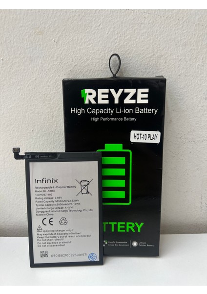 Reyze Infinix Hot 10 Play BL-58BX Batarya 5850mah akıllı devre koruma