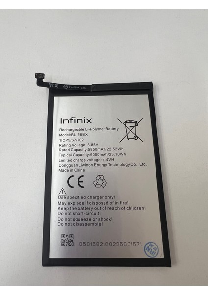 Reyze Infinix Hot 10 Play BL-58BX Batarya 5850mah akıllı devre koruma