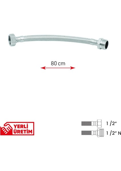 Bağlantı Hortumu 1/2'1/2 N 80 cm