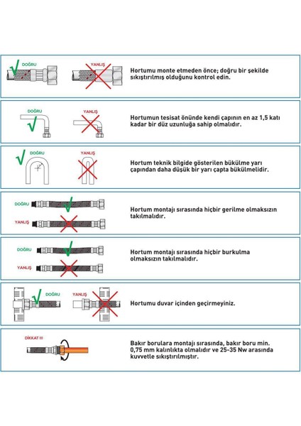 Bağlantı ve Batarya Hortumu - 3/8 N İnç 50 cm