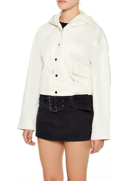 Kapüşonlu Twill Ceket