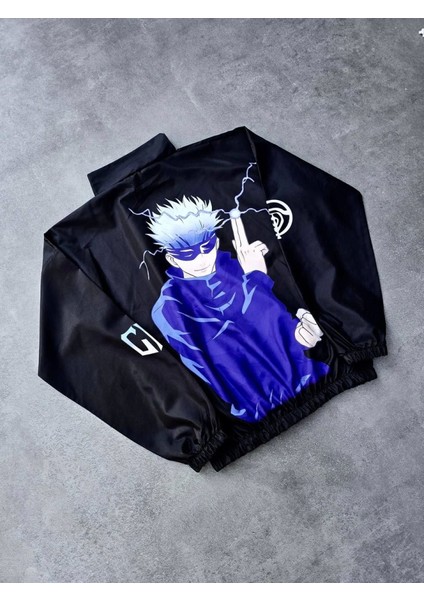 Fermuarlı Dijital Baskılı Rüzgarlık - Siyah modelleri