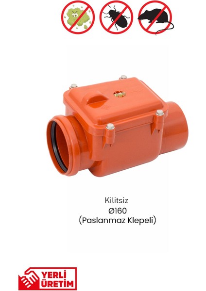 Pis Su Çekvalfi Kilitsiz Paslanmaz Klepeli (Ø160)