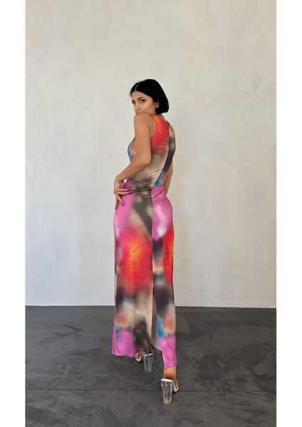 Renkli Batik Desenli Elbise