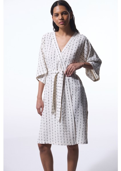 Renkli Sally Textured V Yaka Oversize Kimono