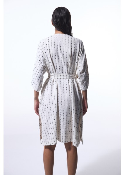 Renkli Sally Textured V Yaka Oversize Kimono