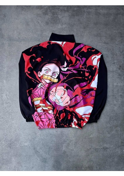 Fermuarlı Dijital Baskılı Rüzgarlık - Siyah modelleri