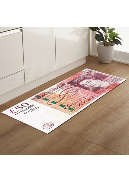 Gerçek 50 Pound - Sterlin Şeklinde Makinede Yıkanabilir Süngerli Yüzey Kaymaz Dot Taban Halı fırsatları