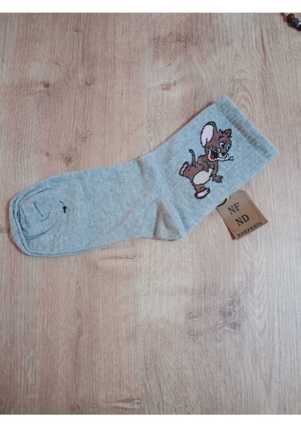 Jerry Hayvan Desenli Pamuklu Çorap Arakonç Kadın Gri Soket Dikişsiz Çorap 36-40 fiyatları