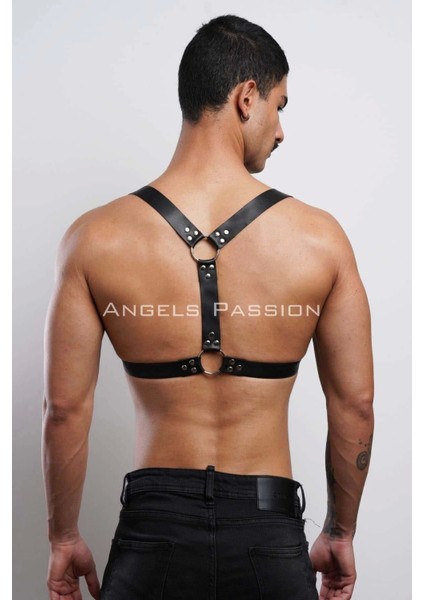 D Halka Detaylı Şık Erkek Göğüs Harness, Erkek Deri Tshirt Aksesuar M modelleri