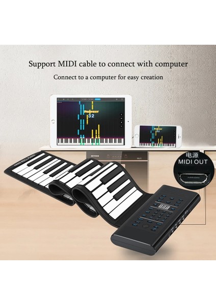 88 Tuşlu Taşınabilir Dijital Piyano – Silikon Yapı, Mıdı Desteği, USB Şarjlı, Eğitim Modlu