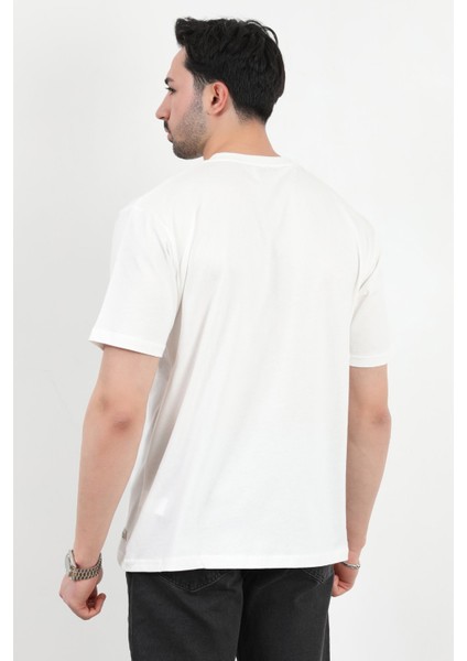 Erkek Bisiklet Yaka Basic Pamuklu T-Shirt Beyaz - 2271
