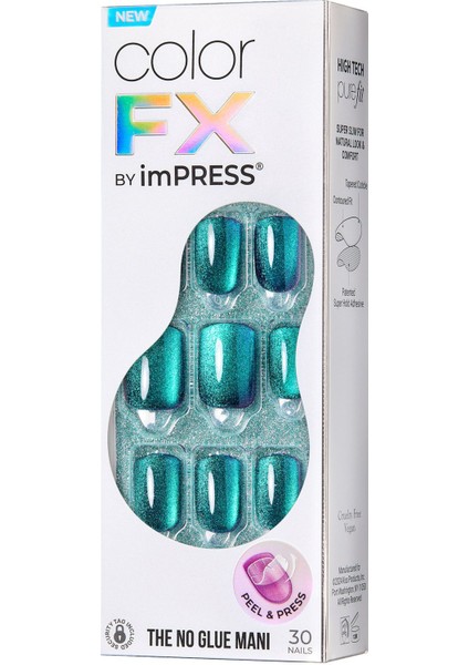 Color Fx Kendinden Yapışkanlı Takma Tırnak Kısa Yeşil Mor