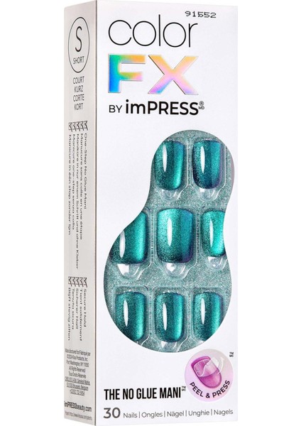 Color Fx Kendinden Yapışkanlı Takma Tırnak Kısa Yeşil Mor
