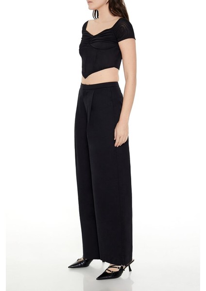 French Terry Wide-Leg Pantolon fırsatları
