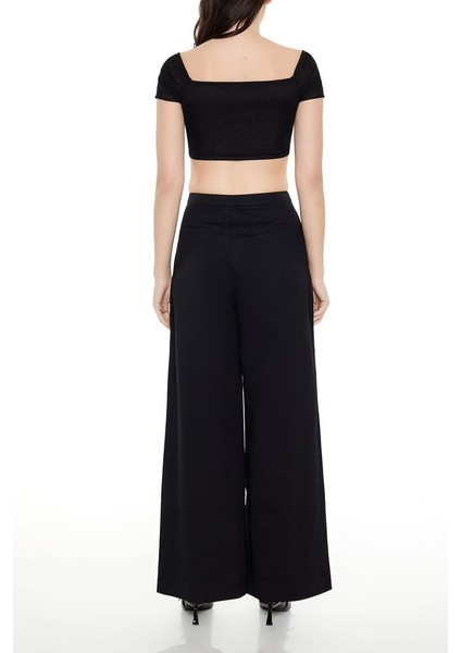 French Terry Wide-Leg Pantolon indirimleri
