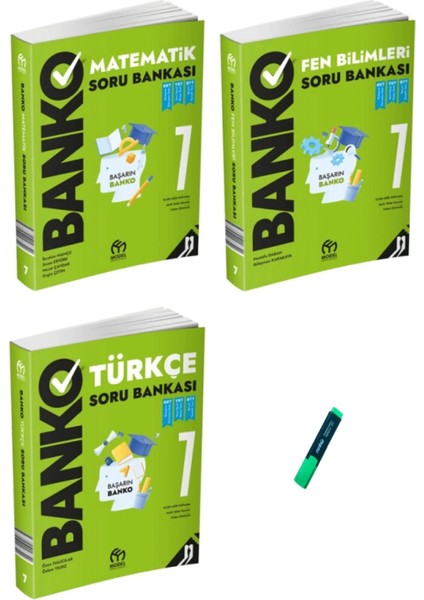 7. Sınıf Banko Serisi Matematik Türkçe ve Fen 3lü Set Soru Bankası