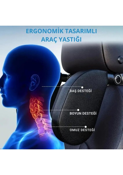 Katlanabilir Ayarlanabilir Suni Deri Araç Yastığı Oto Seyahat Yastığı Araç Boyunluk Oto Yastık