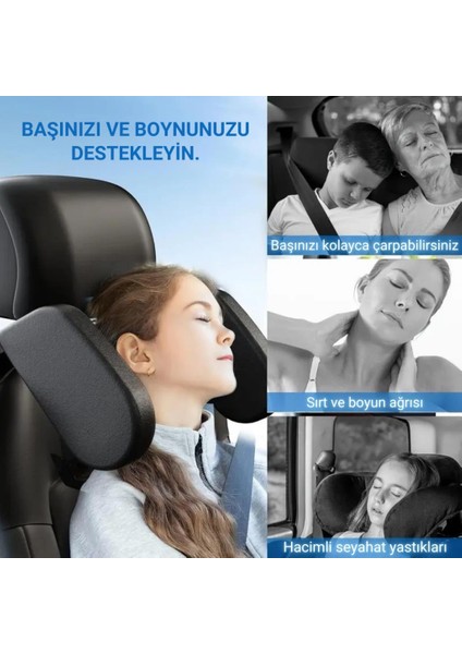 Katlanabilir Ayarlanabilir Suni Deri Araç Yastığı Oto Seyahat Yastığı Araç Boyunluk Oto Yastık