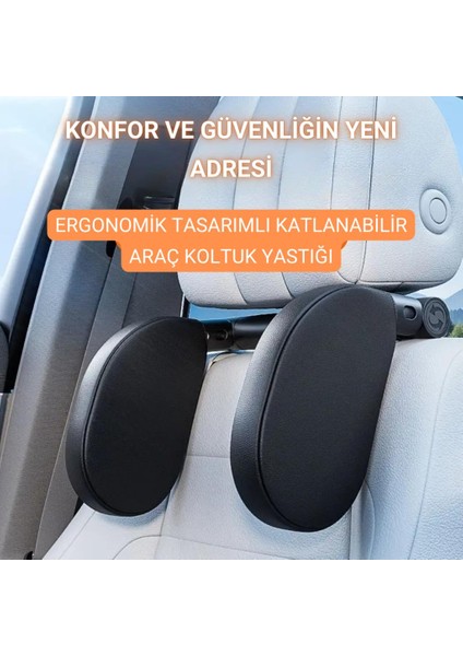 Katlanabilir Ayarlanabilir Suni Deri Araç Yastığı Oto Seyahat Yastığı Araç Boyunluk Oto Yastık
