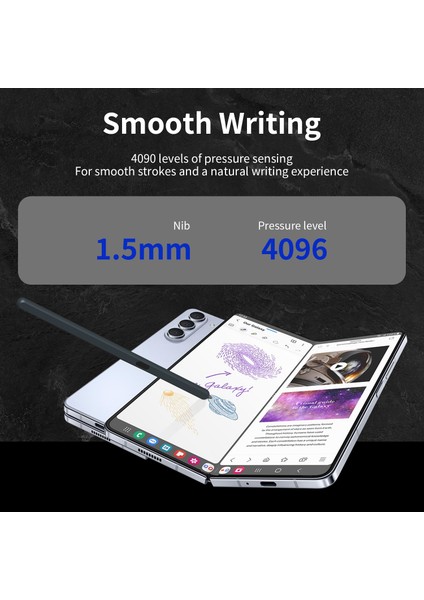 Samsung Galaxy Z Fold6 5g/z Fold5 5g/z Fold4 5g/z Fold3 5g Elektromanyetik Kalem Stylus Kalem Yuvası Ile-Koyu Gri (Yurt Dışından)