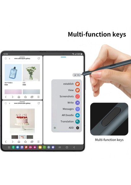 Samsung Galaxy Z Fold6 5g/z Fold5 5g/z Fold4 5g/z Fold3 5g Elektromanyetik Kalem Stylus Kalem Yuvası Ile-Koyu Gri (Yurt Dışından)
