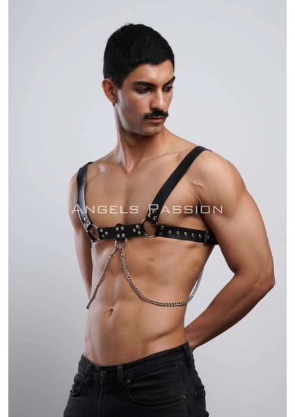 Erkek Gömlek Kemeri, Zincirli Göğüs Harness, Partywear, Clubwear M