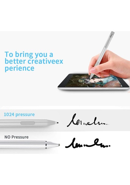 P303 Microsoft Surface Pro 4/5/6/go 2 Kalem Yüksek Hassasiyetli 1024 Basınç Seviyesi Çizim Yazma Aktif Kapasitif Kalem-Siyah (Yurt Dışından)