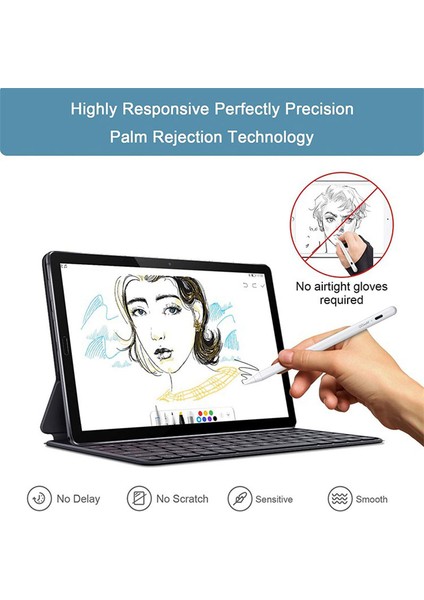 Qgeem ID706 Aktif Kapasitif Kalem iPad 9.7 Inç (2018)/IPAD 10.2 (2019)/(2020)/IPAD Air 10.5 Inç (2019)/(2020) Ince Uçlu Stilist Kalem Dijital Kapasitif Çizim Kalemi-Beyaz (Yurt Dışından) fiyatları