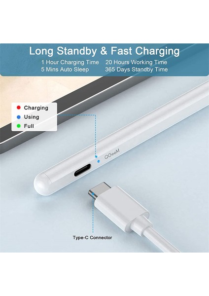 Qgeem ID706 Aktif Kapasitif Kalem iPad 9.7 Inç (2018)/IPAD 10.2 (2019)/(2020)/IPAD Air 10.5 Inç (2019)/(2020) Ince Uçlu Stilist Kalem Dijital Kapasitif Çizim Kalemi-Beyaz (Yurt Dışından) fırsatları