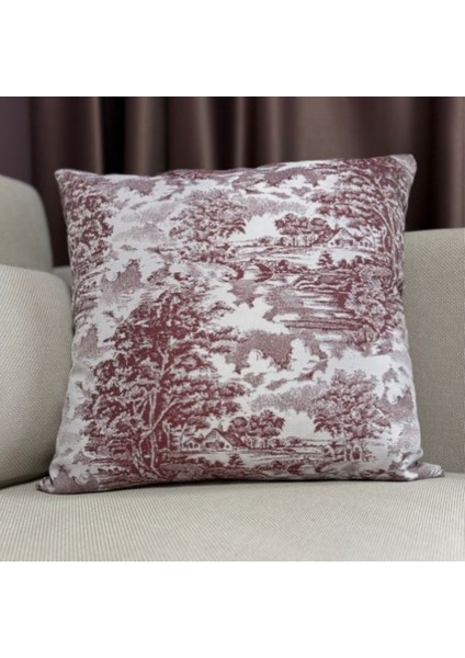 Yüksek Kaliteli Desenli Jakarlı Dokuma Kumaş Kırlent 45 x 43 cm (İçi Dolu) Bordo Ağırlıklı fırsatları