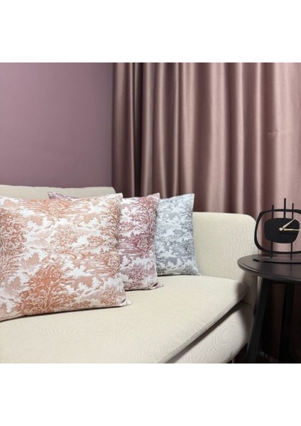 Yüksek Kaliteli Desenli Jakarlı Dokuma Kumaş Kırlent 45 x 43 cm (İçi Dolu) Bordo Ağırlıklı