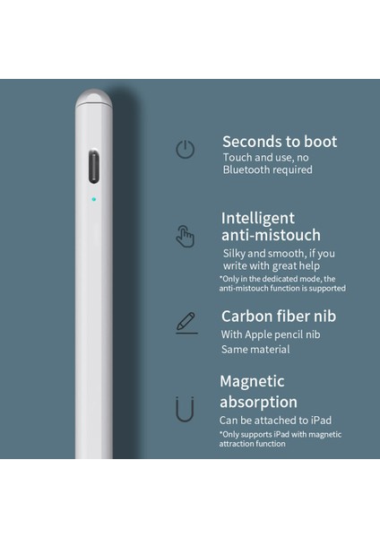 5. Nesil Manyetik Emilim Kalemi iPad Tablet Için Yanlış Dokunmatik Önleyici Aktif Kapasitif Kalem (Yurt Dışından)