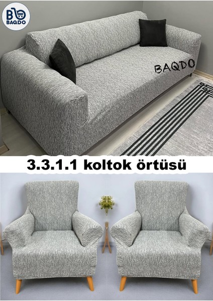 Koltuk Örtüsü 3+3+1+1 Takımı Lastikli Esnek Yıkanabilir Çekyat Kanepe Kılıfı.