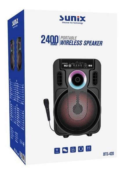 20W 2400 Mah Kablolu Mikrofonlu Bluetooth Hoparlör BTS-420