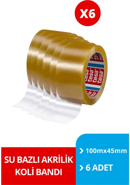 Koli Bandı Su Bazlı Akrilik Şeffaf 100MX45MM 6'lı Set