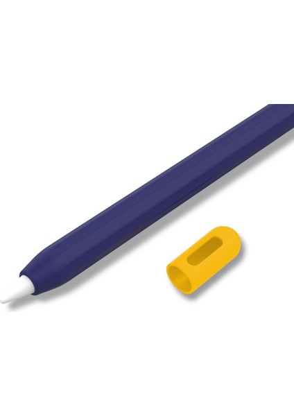 Apple Pencil (2. Nesil)/(1. Nesil) Silikon Kılıf Iki Tonlu Tasarım Koruyucu Kalem Kılıfı-Gece Yarısı Mavisi (Yurt Dışından)