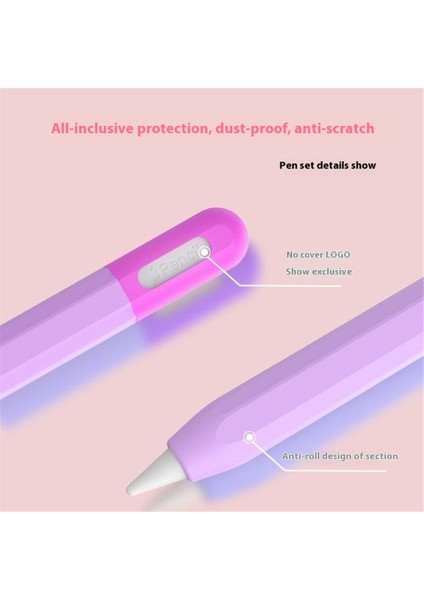 Apple Pencil (2. Nesil)/(1. Nesil) Silikon Kılıf Iki Tonlu Tasarım Koruyucu Kalem Kılıfı-Gece Yarısı Mavisi (Yurt Dışından)