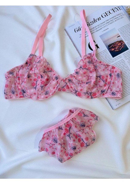 Blueavcı Tül Fırfırlı Bralet Sütyen Tanga Iç Çamaşır Takımı fiyatları