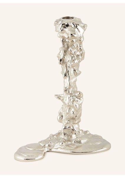 Drıp L Mumluk, Gümüş Kaplama, Soyut Tasarım, Pascal Smelik Imzası, 25 cm Yükseklik