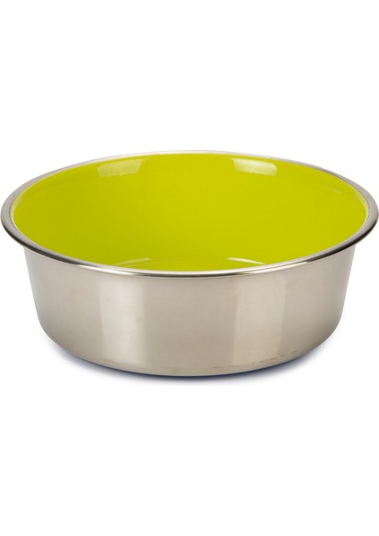 Köpek Mama Su Kabı, Paslanmaz Çelik, Içi Sarı, 20CM, 1,9l