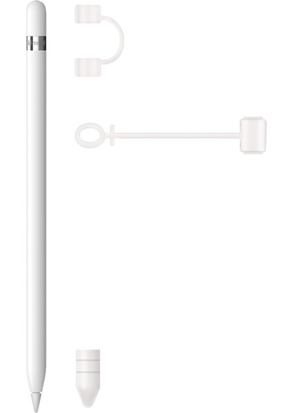 Apple Pencil Için Silikon Kapak Tutucu + Uç Kapağı + Konnektör Adaptörü Bağlantısı (Yurt Dışından)