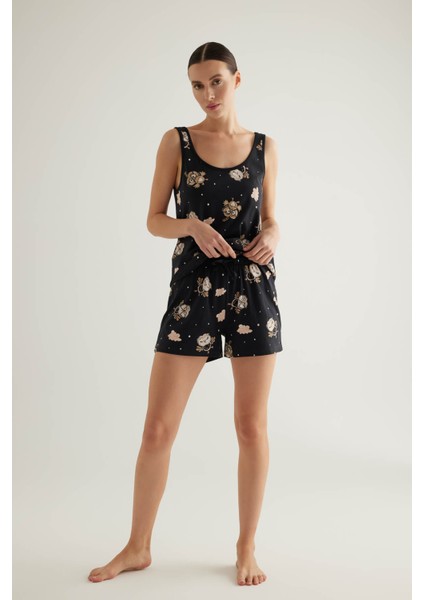 Kadın Pamuklu Atlet Şortlu Pijama Takımı
