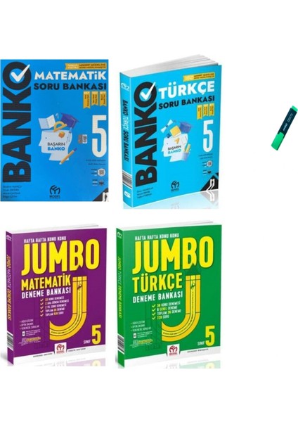 5. Sınıf Matematik - Türkçe Banko Soru Bankası ve Jumbo Deneme 4lü Set