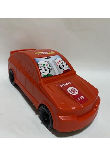 Kırmızı Renk Çocuk Oyuncak Itfaiye Arabası Sürtmeli Plastik Araba 23CM