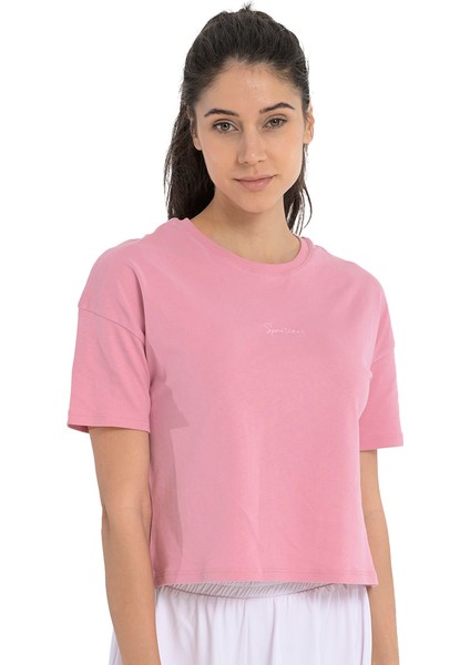 Ube Kadın Pembe Günlük Stil T-Shirt 25YK015-PMBE