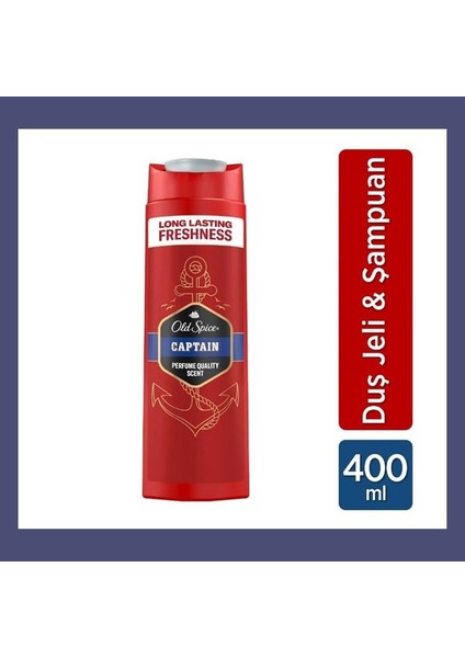 Captain 3'ü Bir Arada Yüz Saç ve Vücut Duş Jeli 400 ml