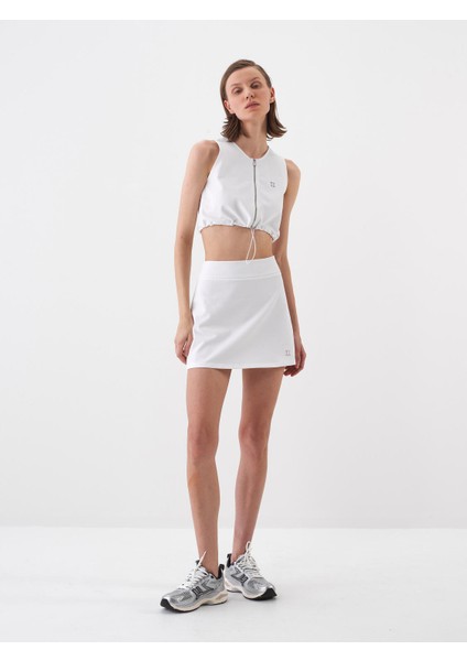 Kadın Beyaz Regular Fit Pamuklu Crop