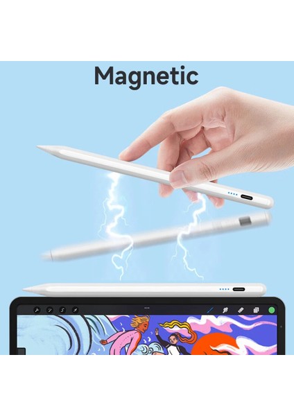 Ios ve Android Cihazlar Için 4 Led'li Pil Göstergeli Evrensel Kapasitif Kalem (Yurt Dışından)